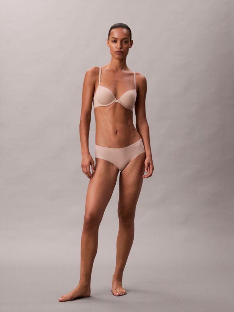 Beige Push Up Plunge Bra - Perfectly Fit  Women