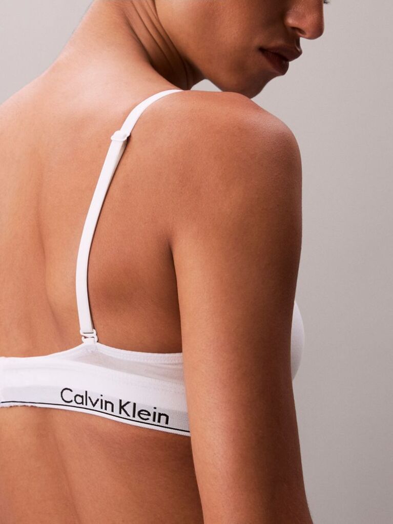 White Lightly Lined Triangle Bralette - Icon Cotton Modal  Women
