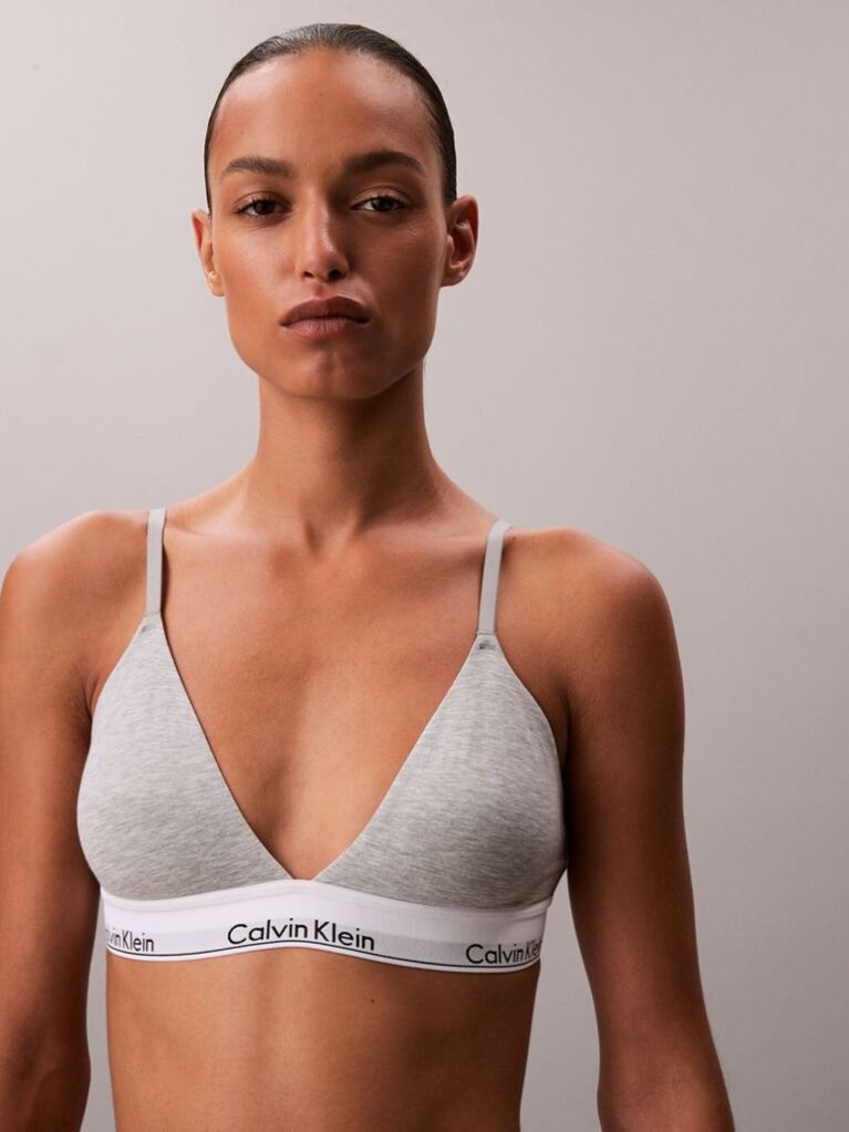 Grey Lightly Lined Triangle Bralette - Icon Cotton Modal  Women