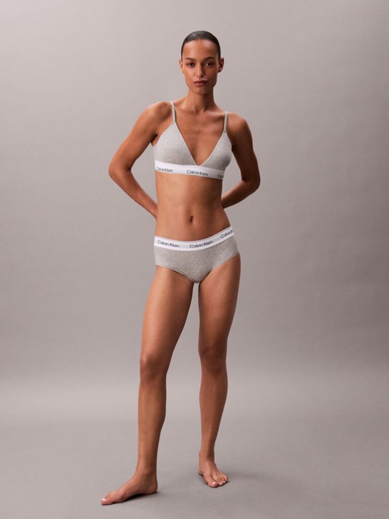 Grey Lightly Lined Triangle Bralette - Icon Cotton Modal  Women