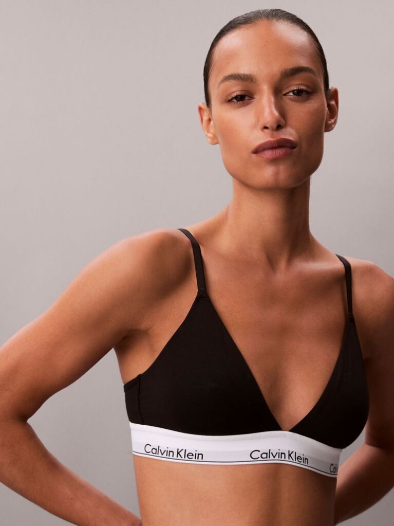 Black Lightly Lined Triangle Bralette - Icon Cotton Modal  Women