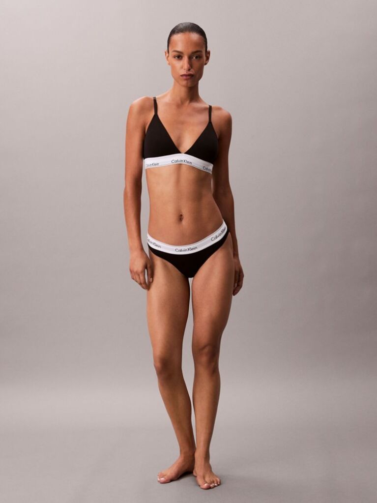 Black Lightly Lined Triangle Bralette - Icon Cotton Modal  Women