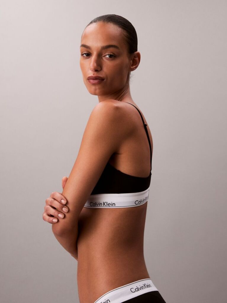 Black Lightly Lined Triangle Bralette - Icon Cotton Modal  Women
