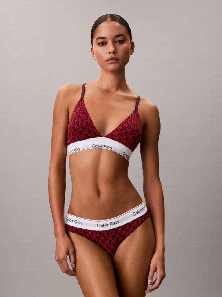 Red Lightly Lined Triangle Bralette - Icon Cotton Modal  Women