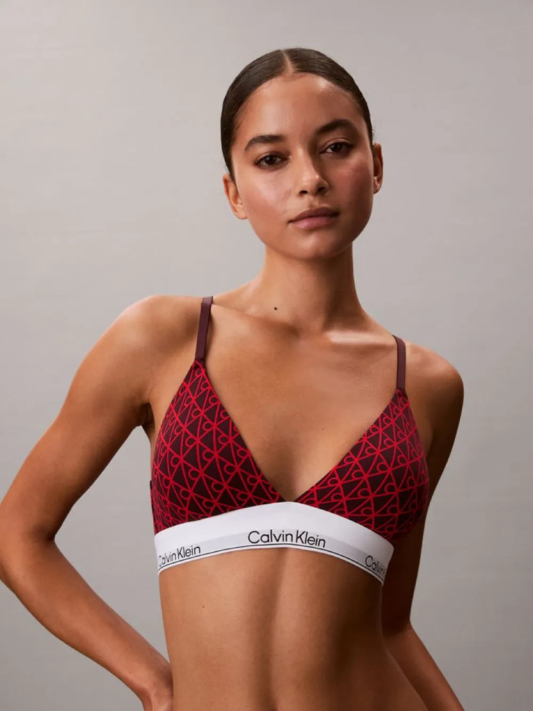 Red Lightly Lined Triangle Bralette - Icon Cotton Modal  Women