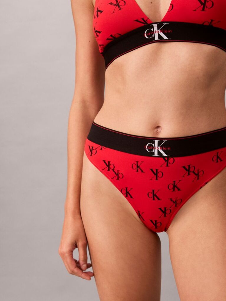 Red Stretch Thong - Graphic Monogram Microfibre  Women
