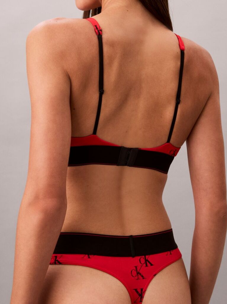 Red Stretch Thong - Graphic Monogram Microfibre  Women