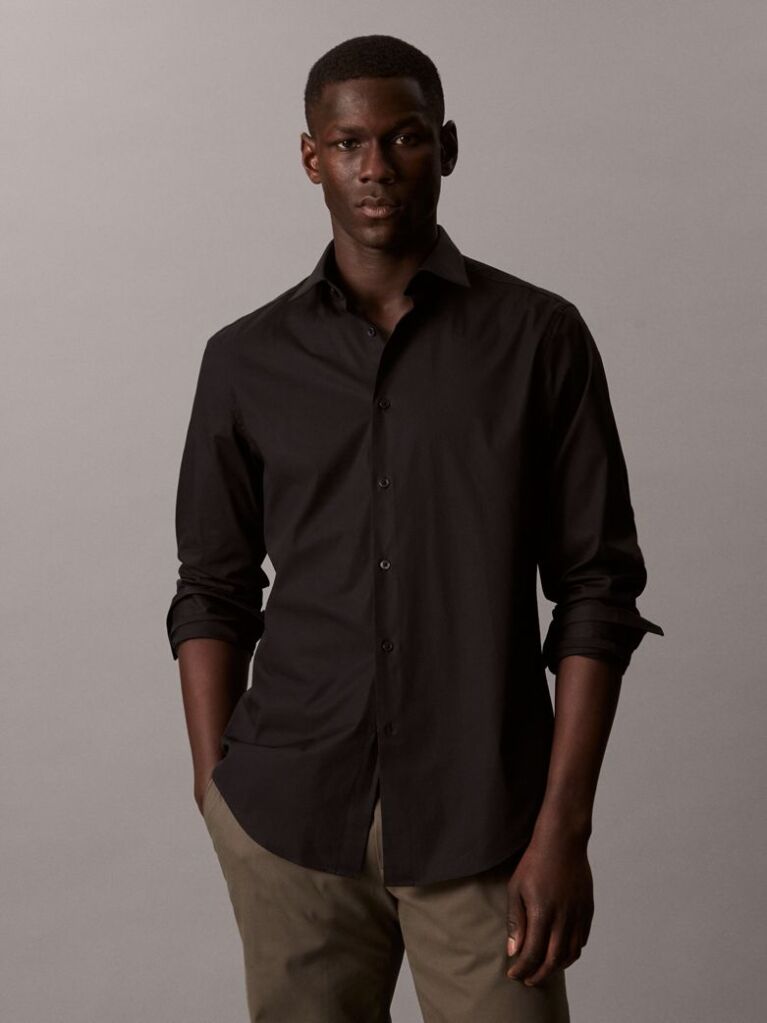 Black Regular Fit Essential Poplin Shirt  Men