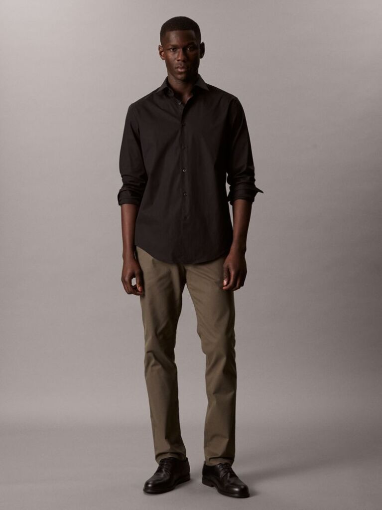 Black Regular Fit Essential Poplin Shirt  Men