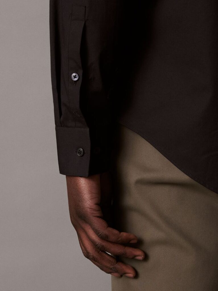 Black Regular Fit Essential Poplin Shirt  Men