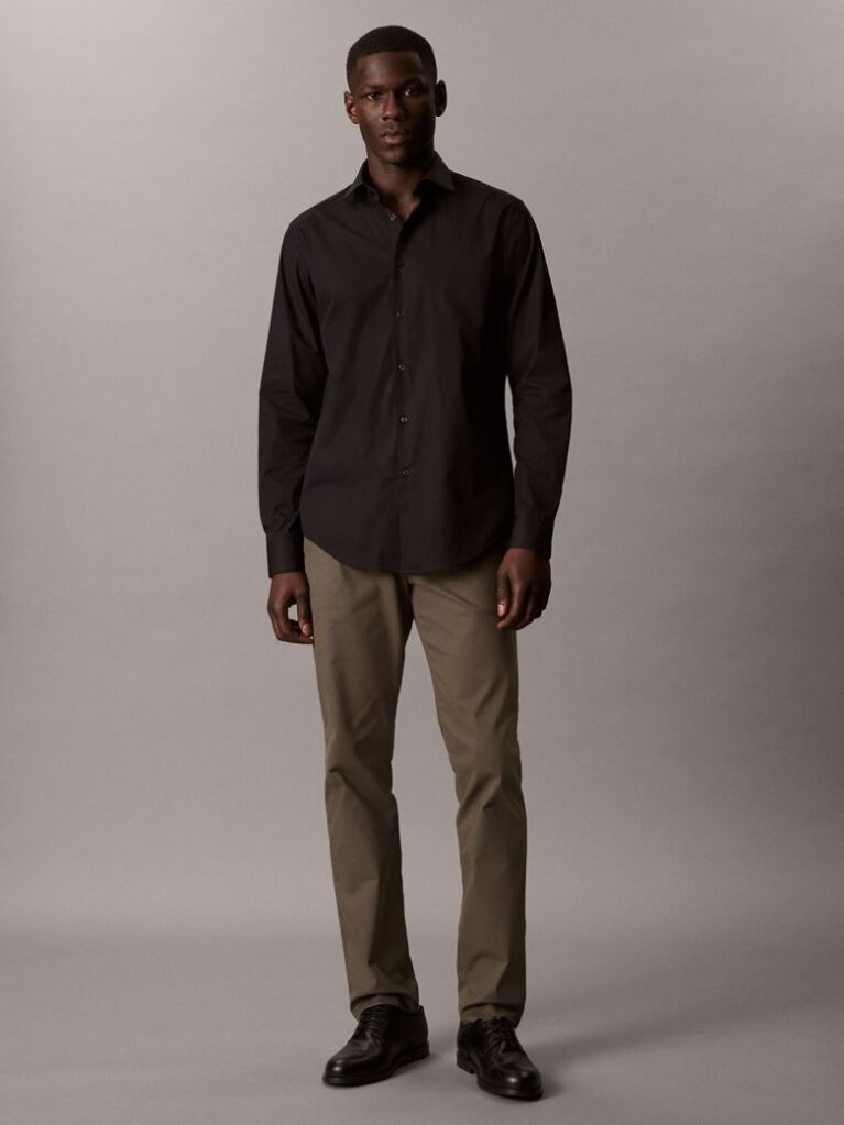 Black Regular Fit Essential Poplin Shirt  Men