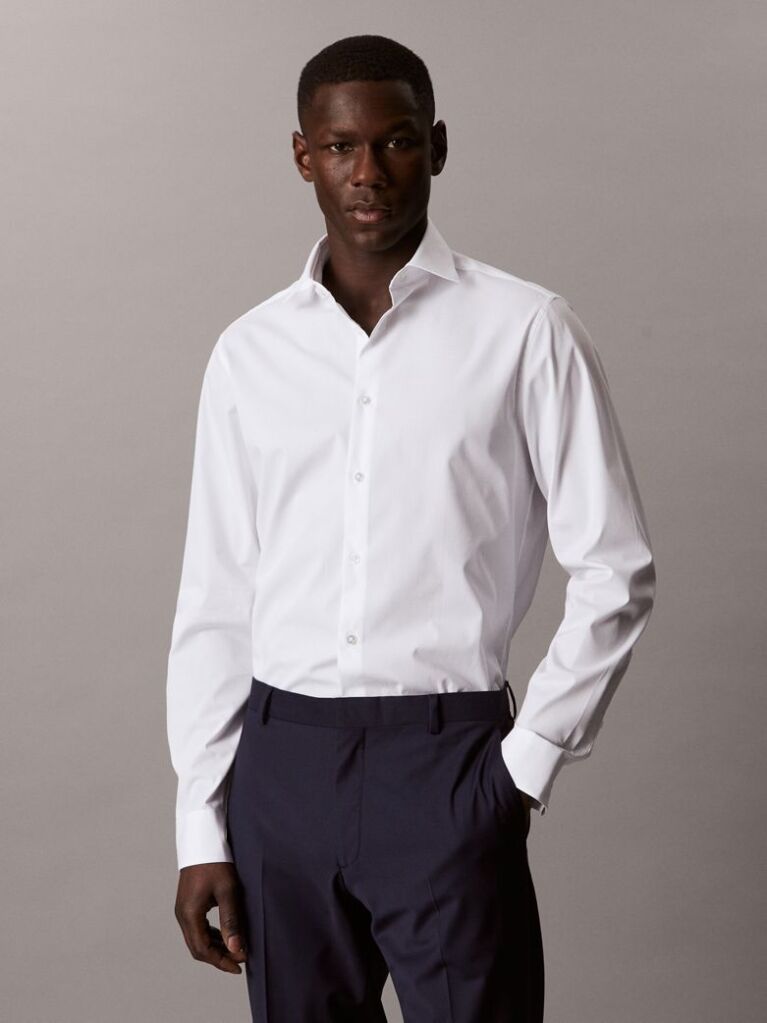 White Regular Fit Essential Poplin Shirt  Men