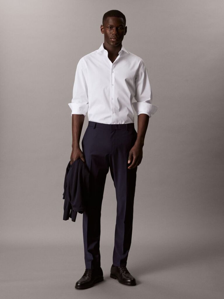 White Regular Fit Essential Poplin Shirt  Men