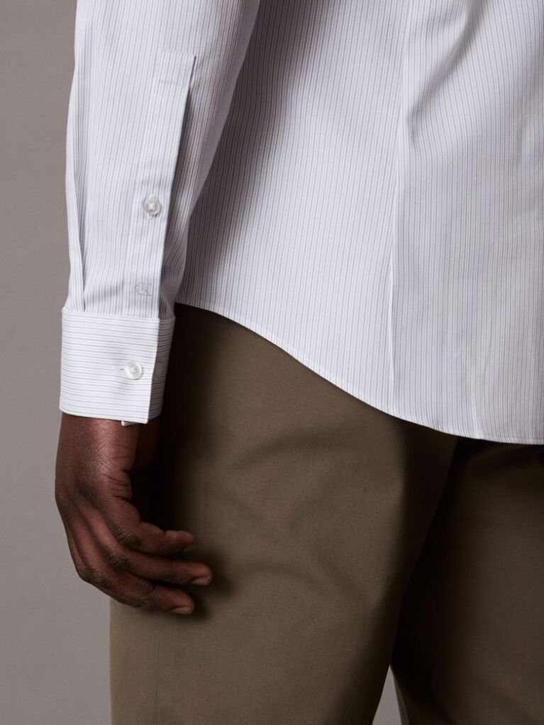 Blue Slim Cotton Stretch Stripe Shirt  Men