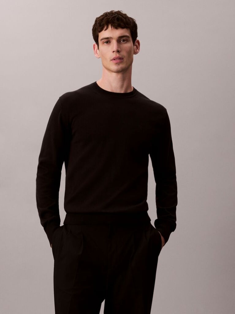 Black Supima Cotton Classic Sweater  Men