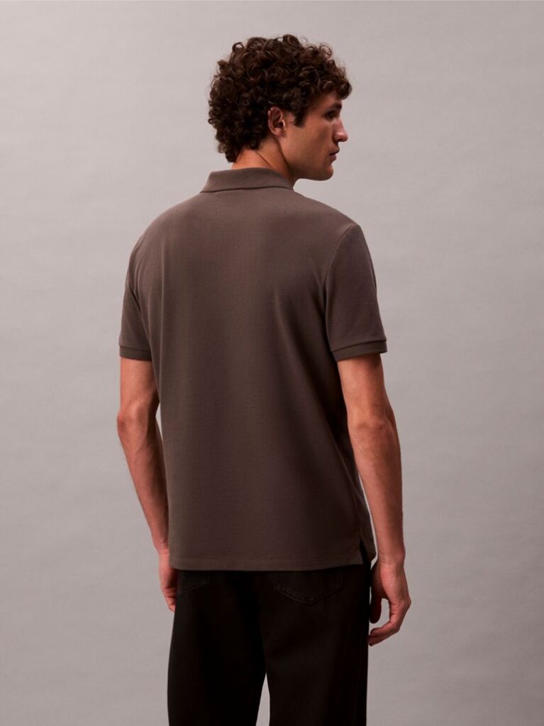 Grey Cotton Piqué Polo Shirt  Men
