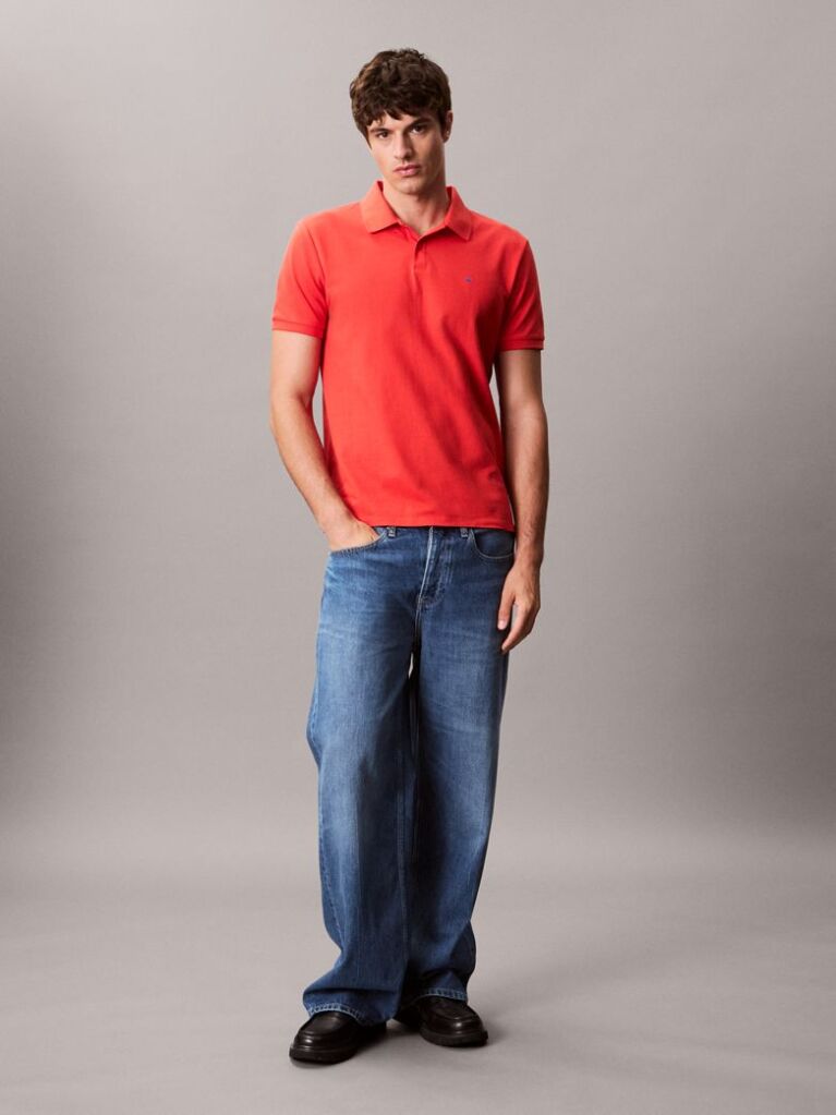 Red Cotton Piqué Polo Shirt  Men