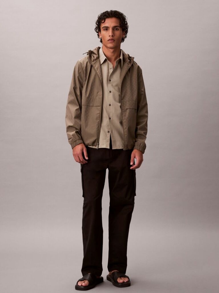 Black Cotton Stretch Straight Fit Cargo Trousers  Men