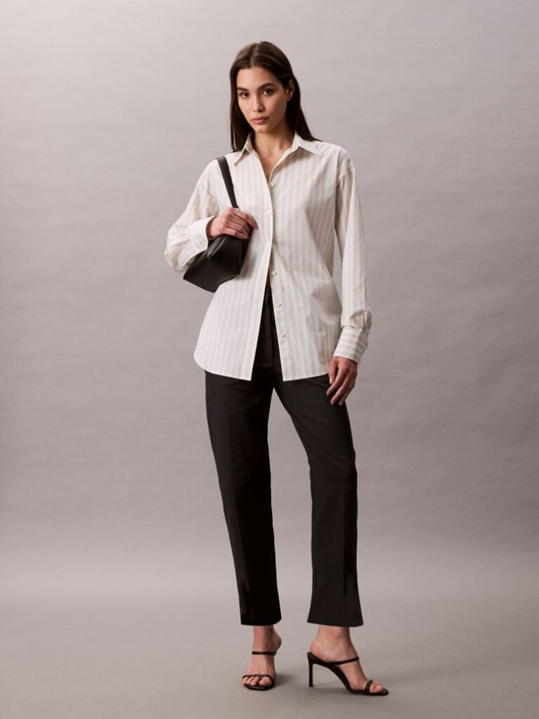 Black Cotton Stretch Straight Fit Chino Pants  Women