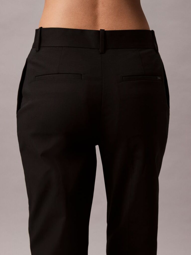 Black Cotton Stretch Straight Fit Chino Pants  Women