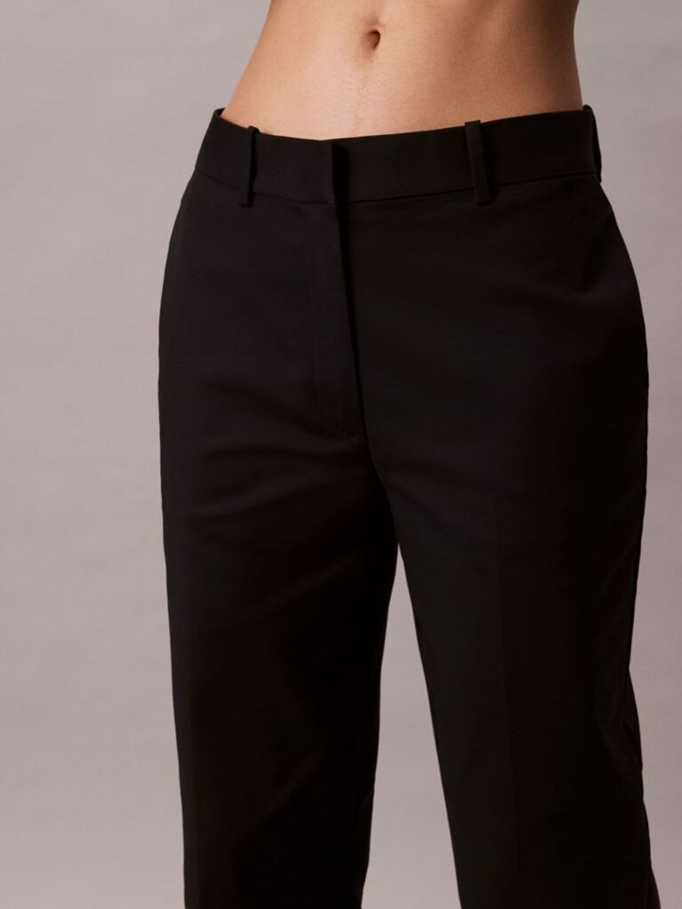Black Cotton Stretch Straight Fit Chino Pants  Women