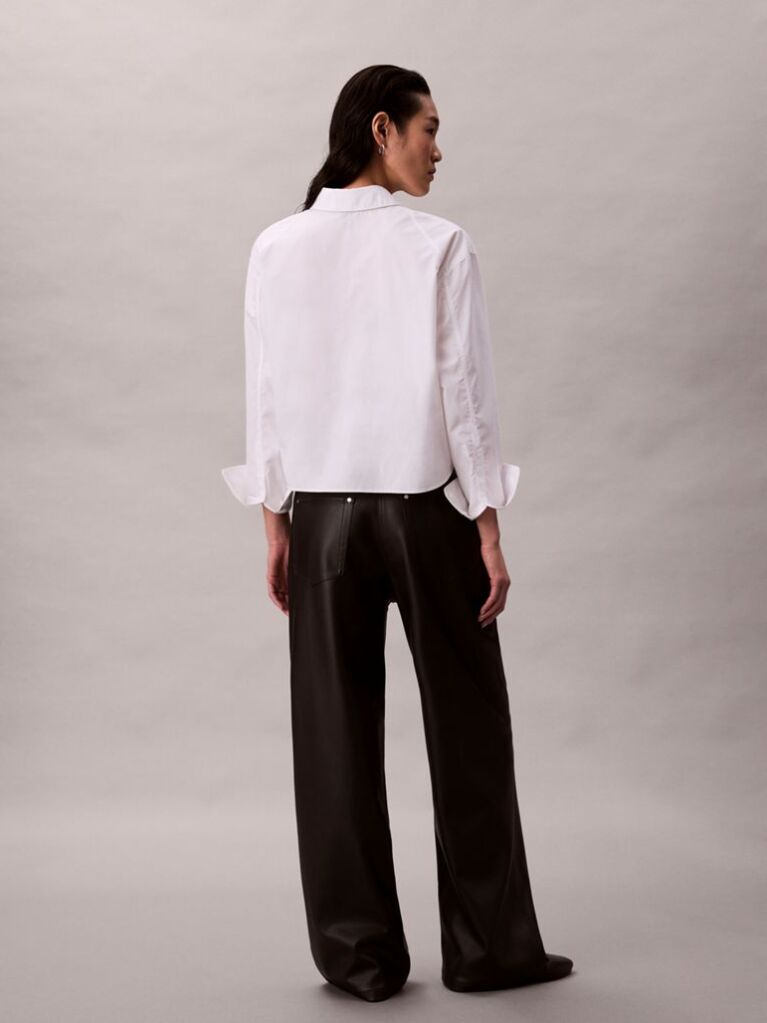 Black Faux Leather 5-Pocket Trousers  Women