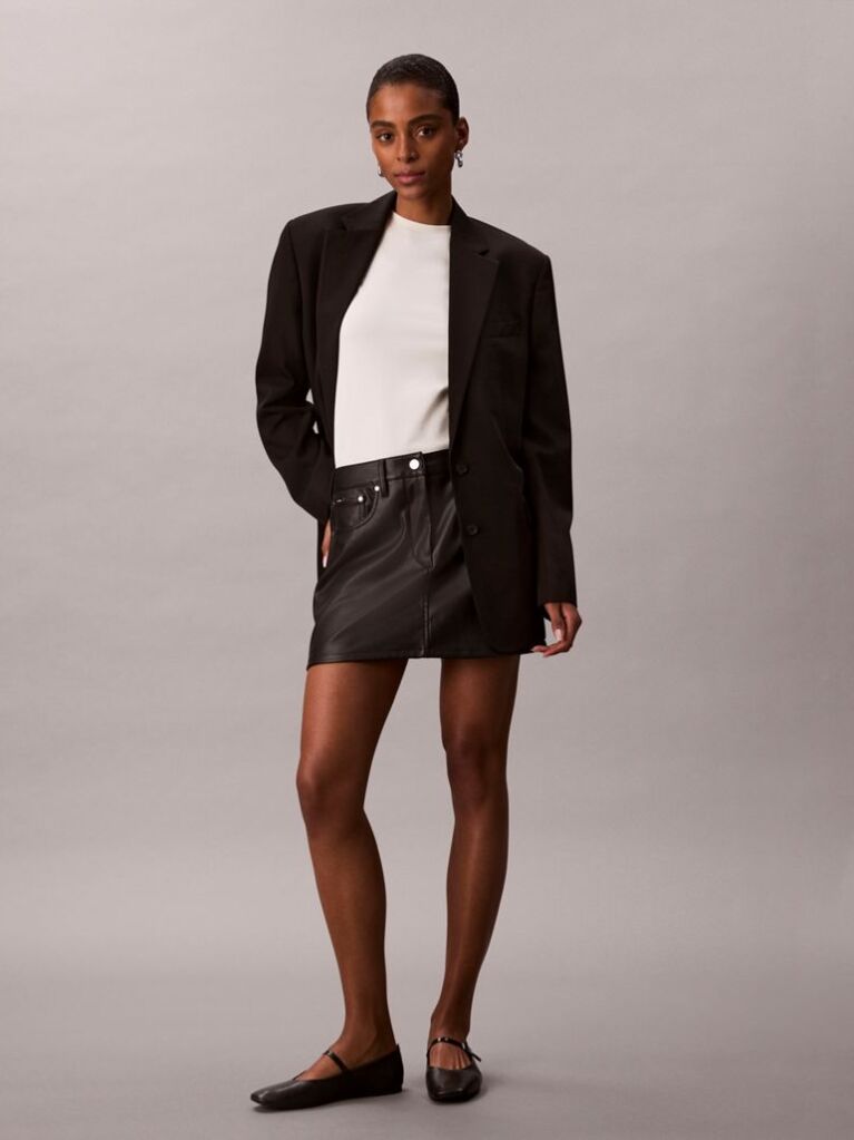 Black Faux Leather Mini Skirt  Women