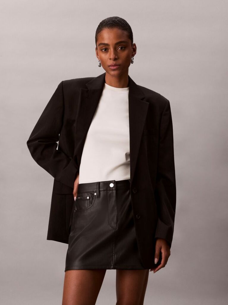 Black Faux Leather Mini Skirt  Women