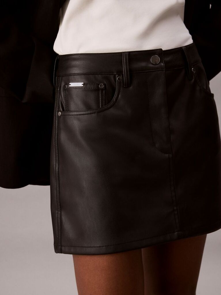 Black Faux Leather Mini Skirt  Women