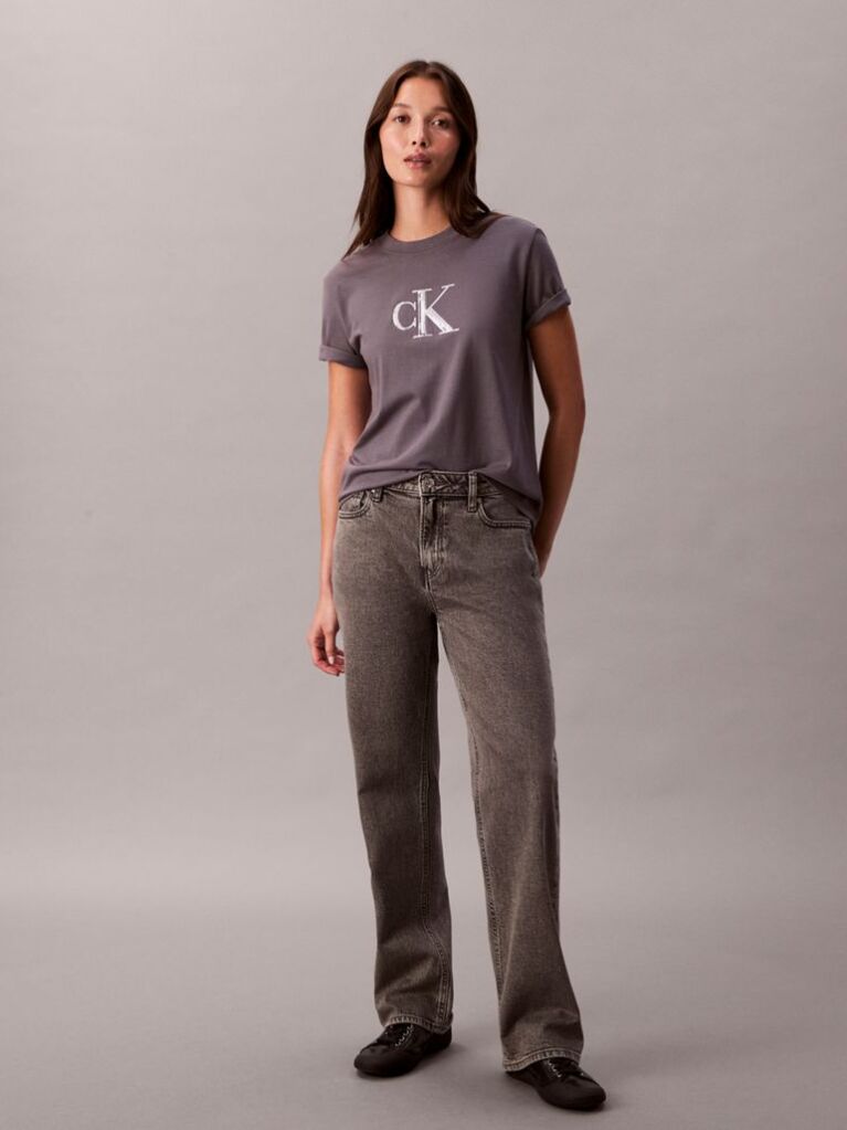 Grey Sequin Monogram Classic T-Shirt  Women