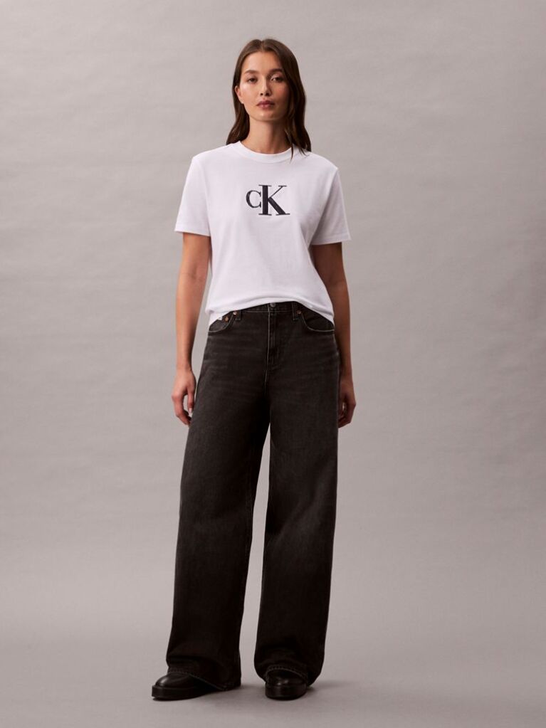 White Sequin Monogram Classic T-Shirt  Women