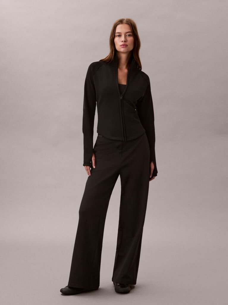 Black Ponte Logo Waistband Trousers  Women