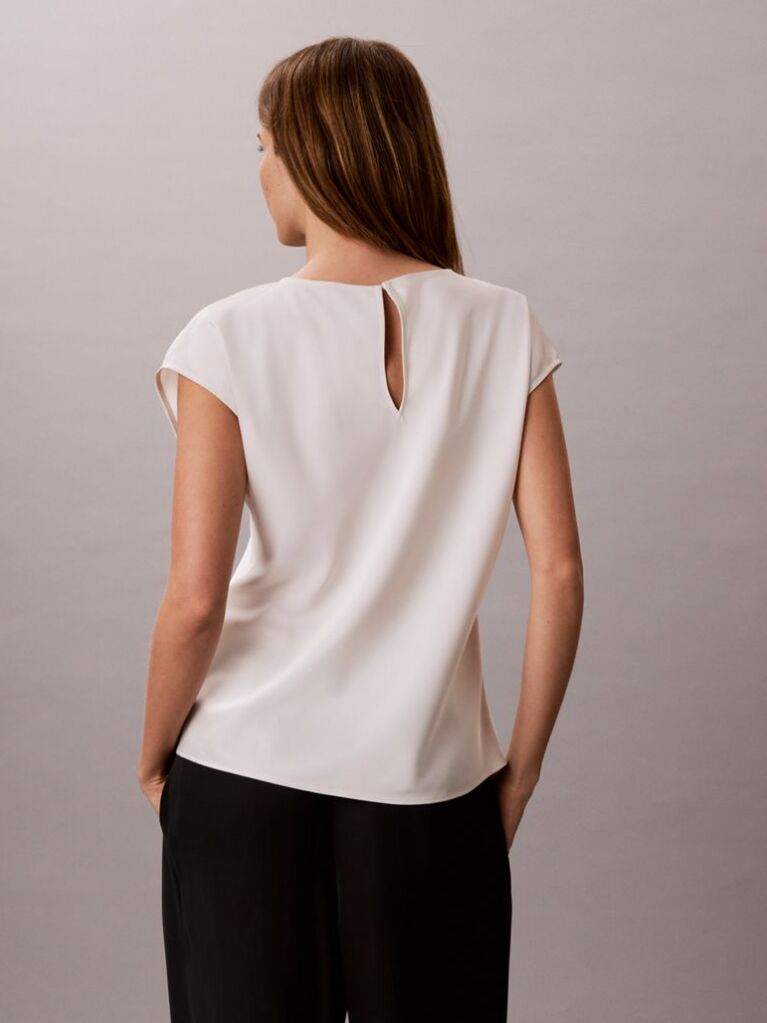 White Smooth Satin Fitted Top  Women
