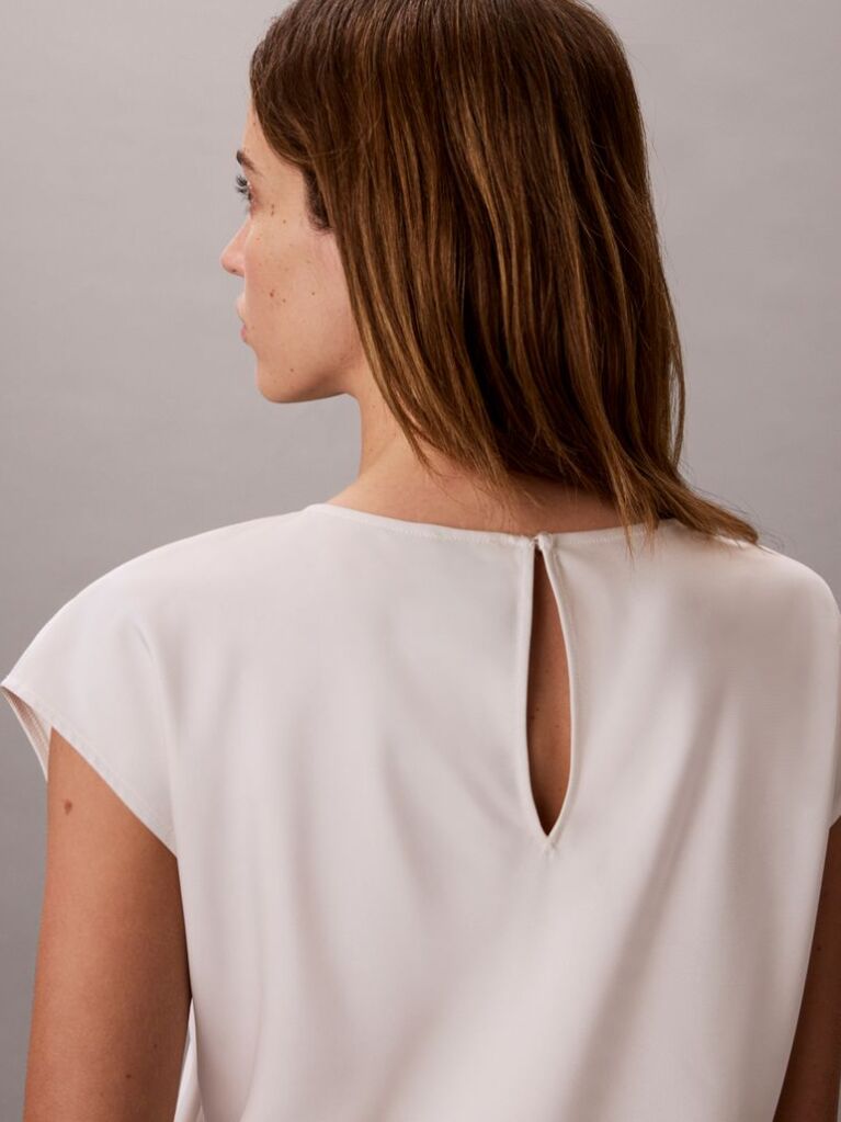 White Smooth Satin Fitted Top  Women