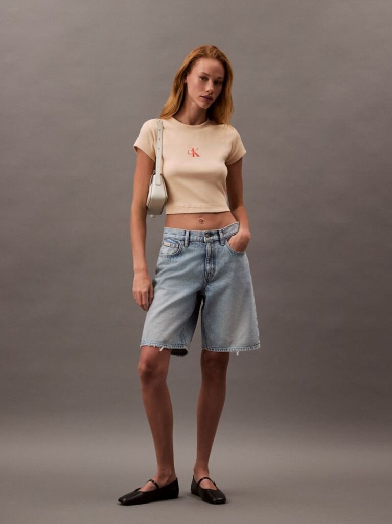 Pink Slim Cropped Monogram T-shirt  Women
