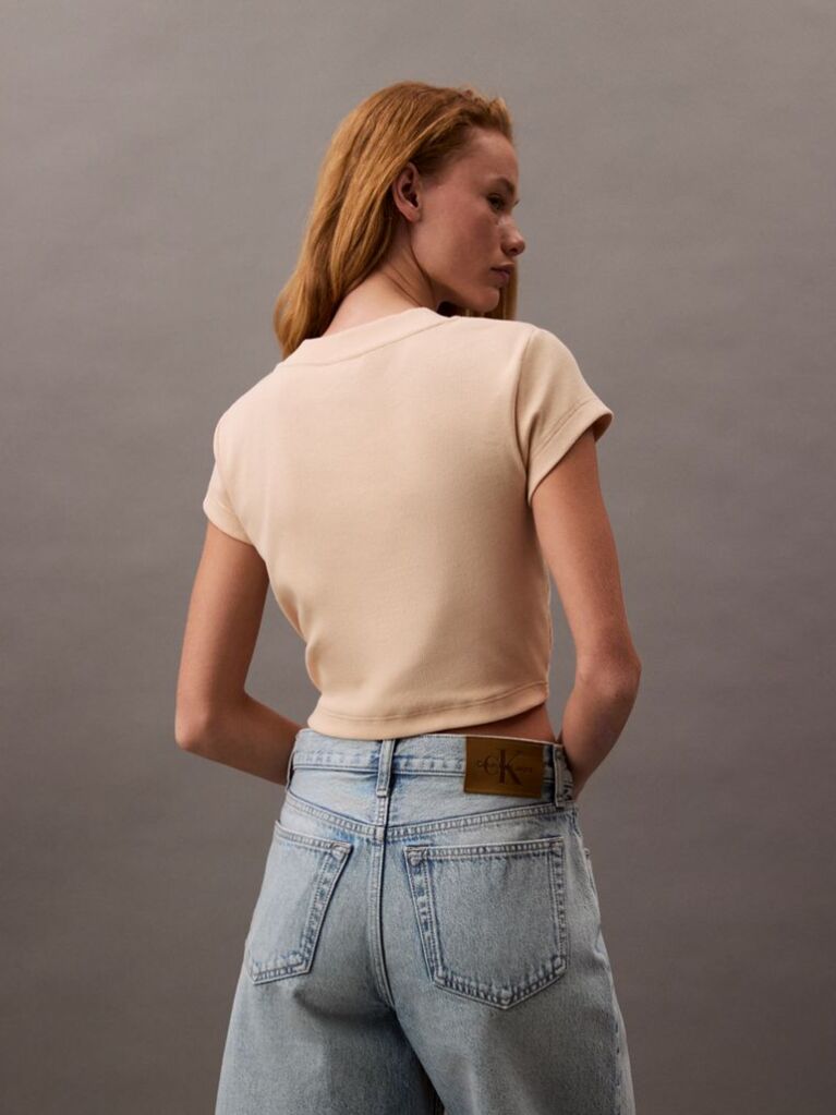 Pink Slim Cropped Monogram T-shirt  Women