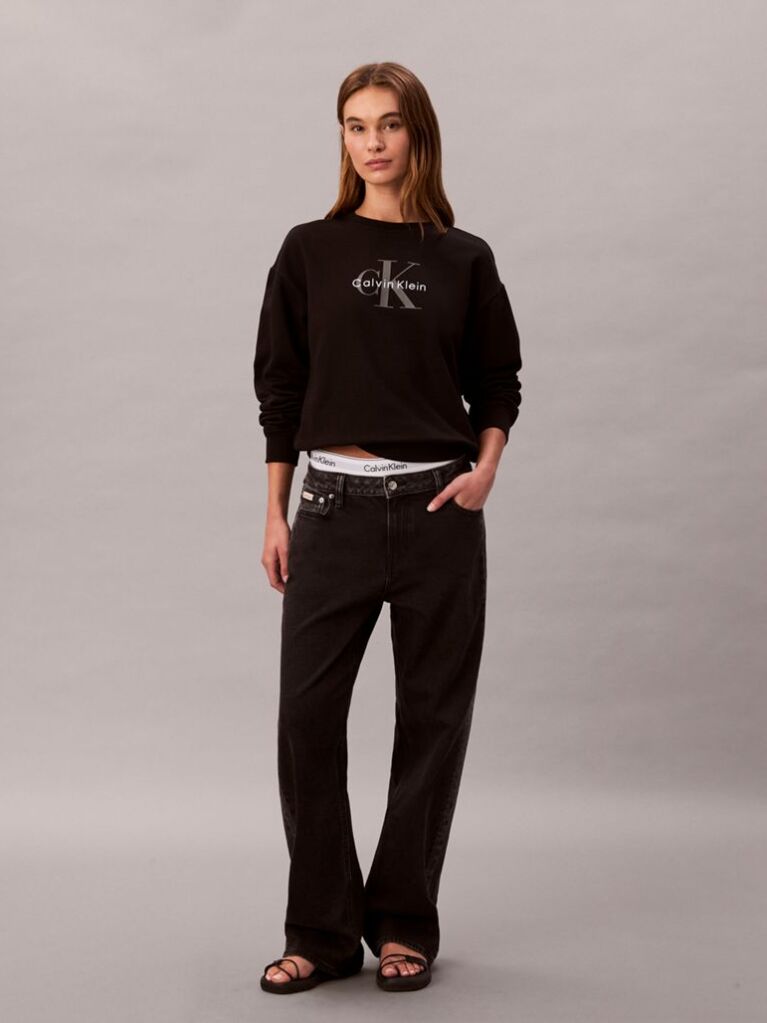 Black Relaxed Monogram Sweatshirt  Women
