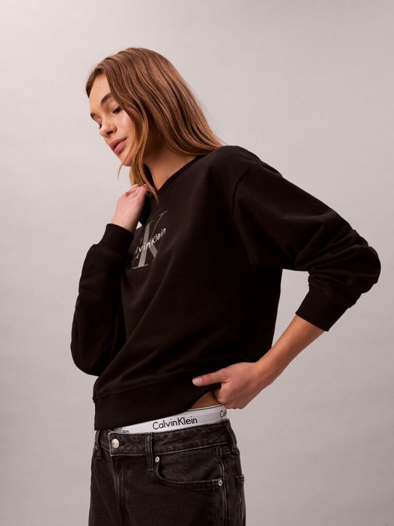 Black Relaxed Monogram Sweatshirt  Women