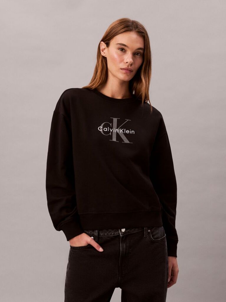 Black Relaxed Monogram Sweatshirt  Women