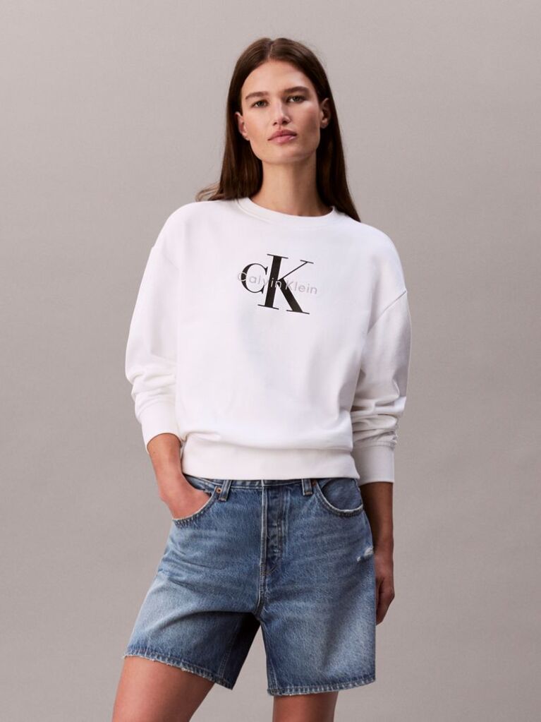 White Relaxed Monogram Sweatshirt  Women