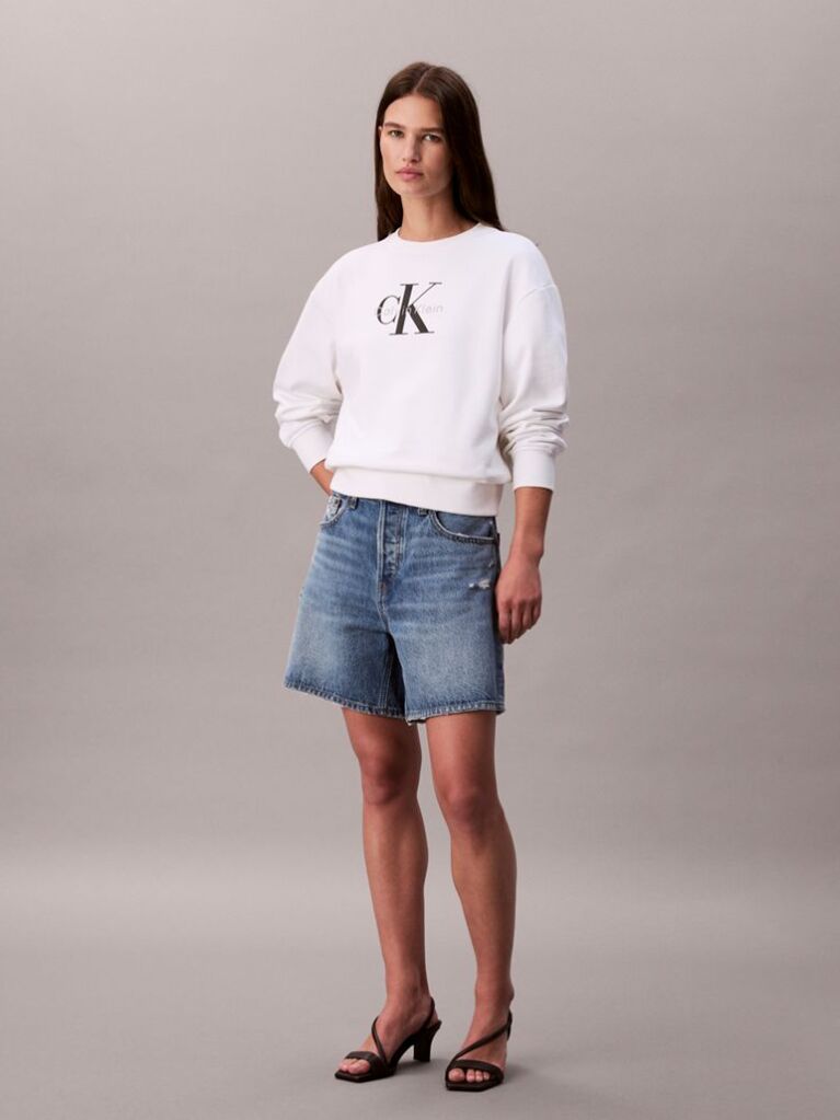 White Relaxed Monogram Sweatshirt  Women