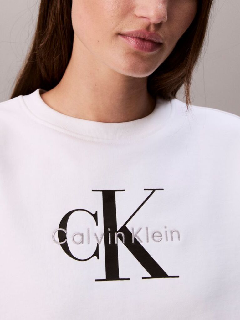 White Relaxed Monogram Sweatshirt  Women