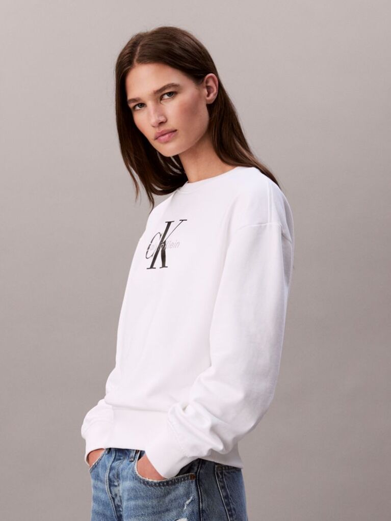 White Relaxed Monogram Sweatshirt  Women