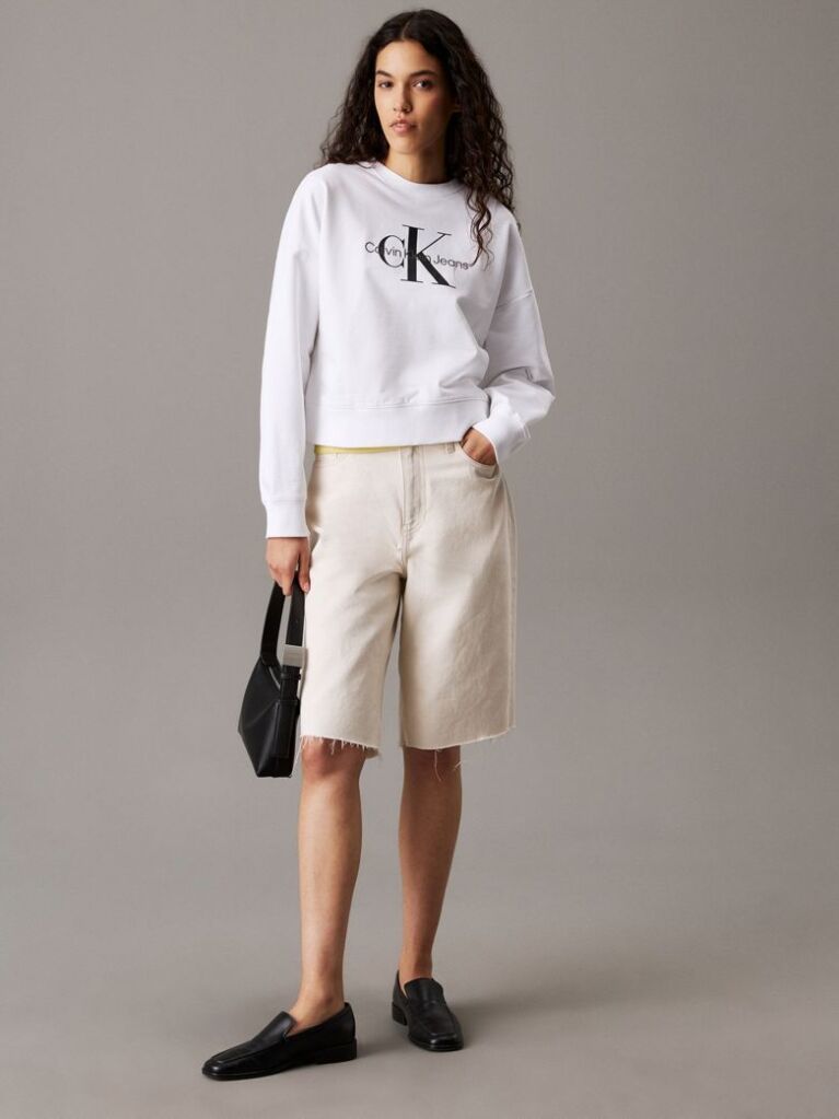 White Relaxed Monogram Sweatshirt  Women