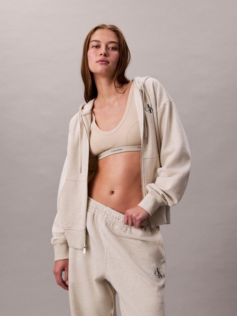 Beige Cotton Terry Monogram Joggers  Women
