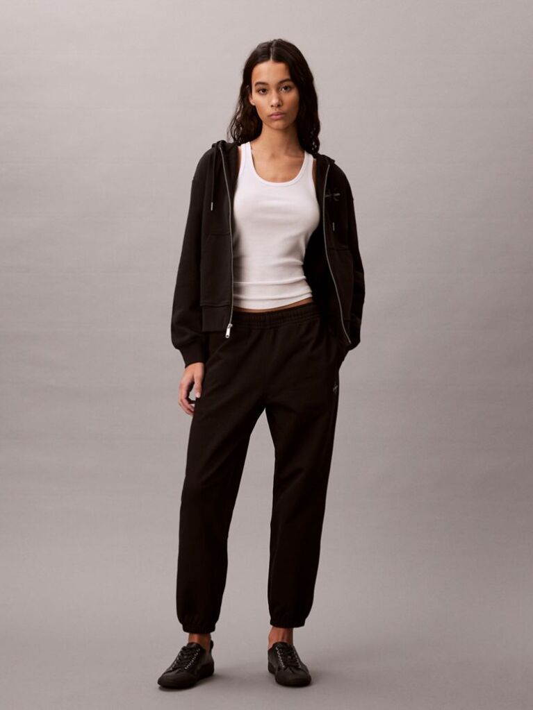 Black Cotton Terry Monogram Joggers  Women