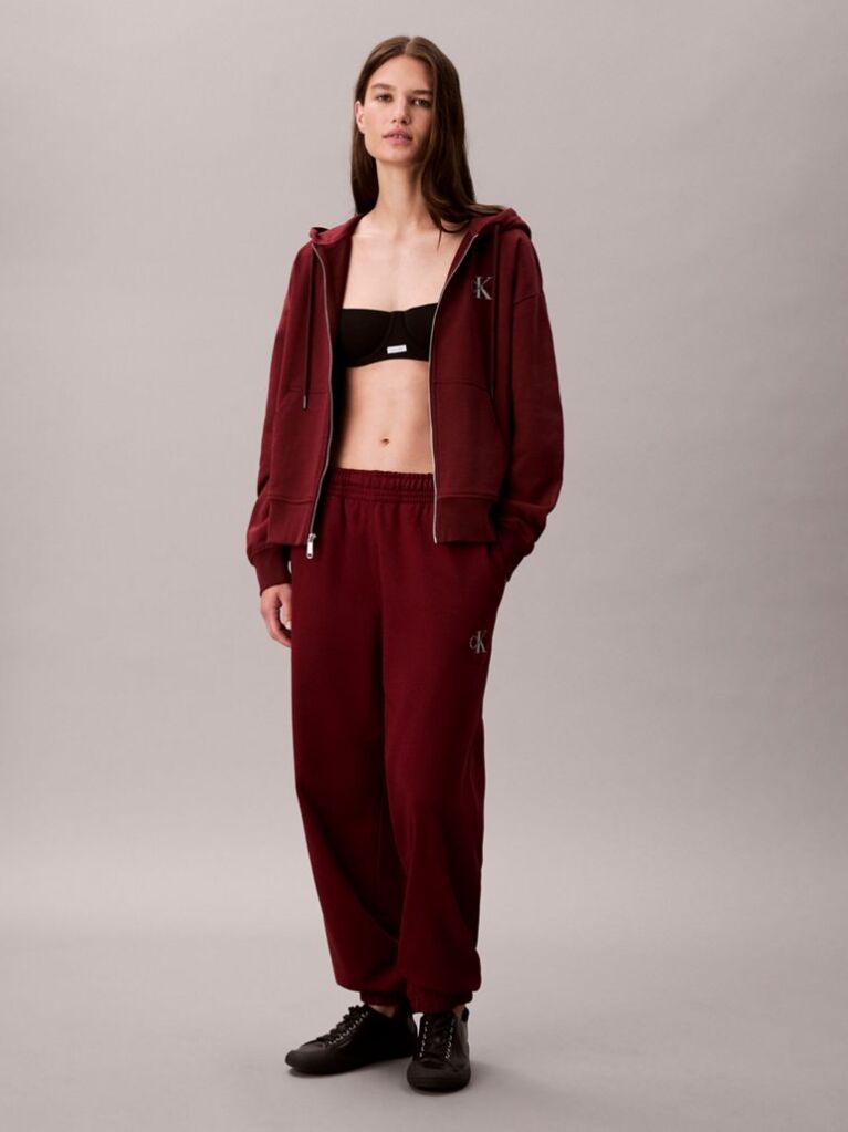 Red Cotton Terry Monogram Joggers  Women