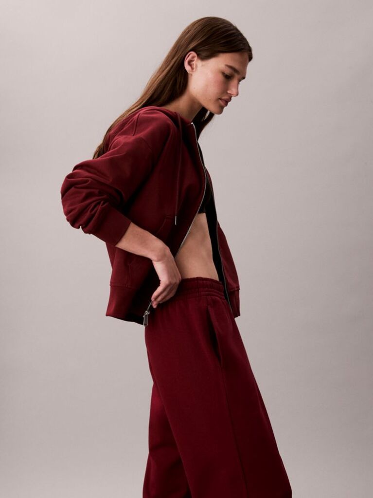 Red Cotton Terry Monogram Joggers  Women