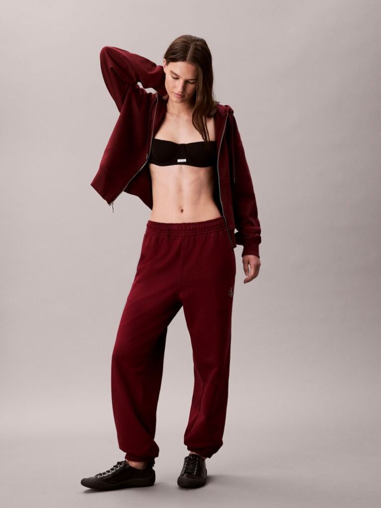 Red Cotton Terry Monogram Joggers  Women