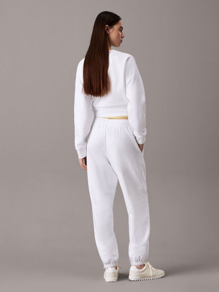 White Cotton Terry Monogram Joggers  Women